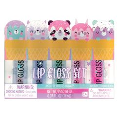 Sweet Animal Glitter Lip Gloss Set, Clear, 5-pk - Case of 50
