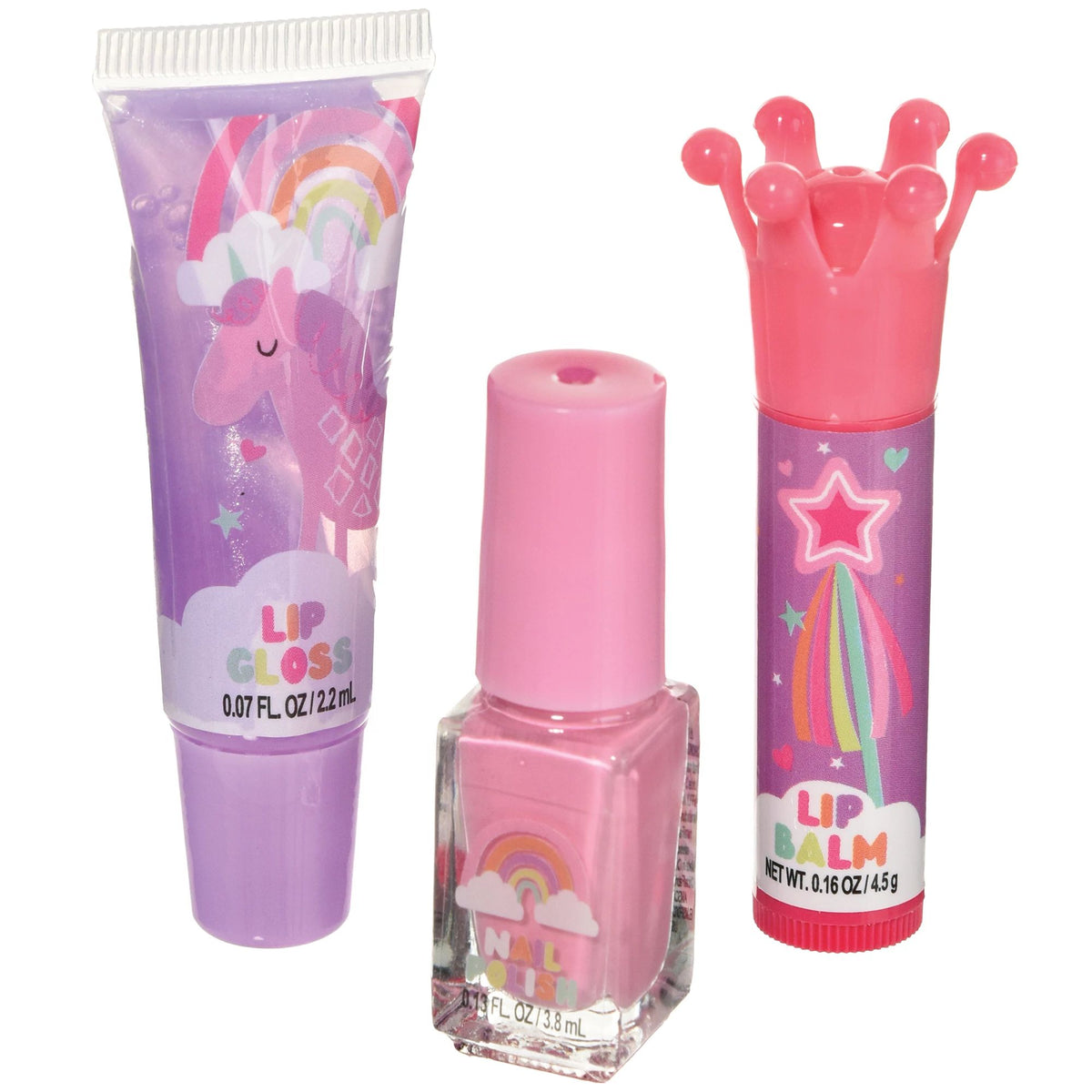 Lip Gloss and Nail Set, Pink, 3-pk, for Birthday Party - Pack of 10