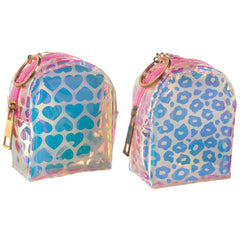 Mini Patterned Iridescent Backpack Keychain - Pack of 2