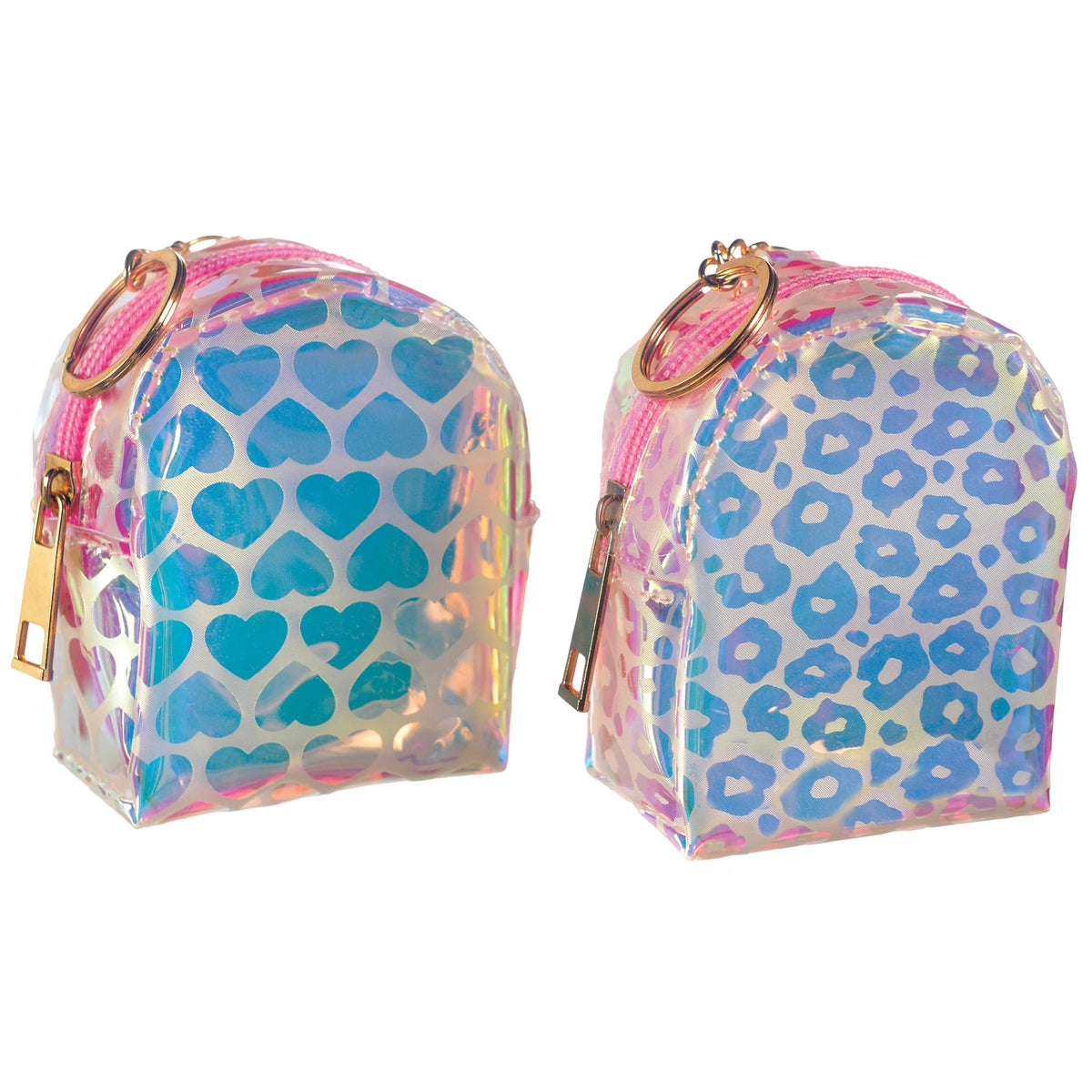 Mini Patterned Iridescent Backpack Keychain - Pack of 12