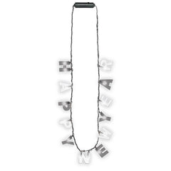 Happy New Year Light-Up Letter Necklace, Black/Silver/Gold, 36 inch - Case of 72