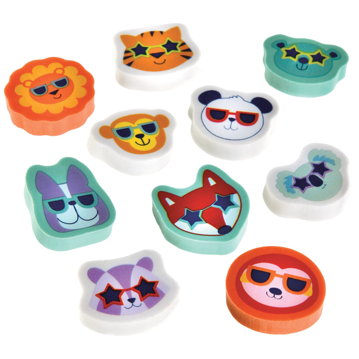 Critter Mini Pencil Erasers, Multi-Colored, 100-ct - Case of 4
