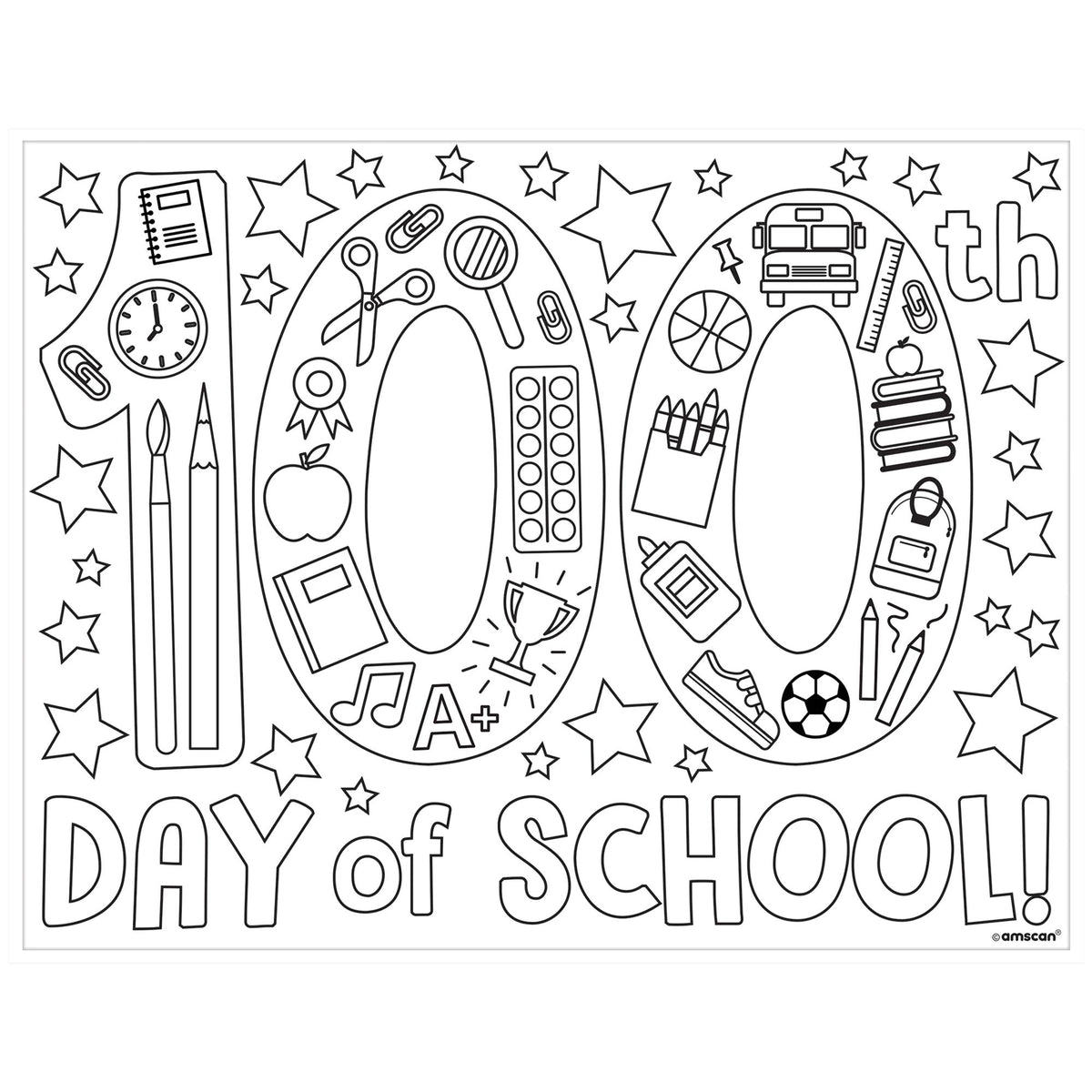 100th Day of School Coloring Pages - Pack of 2