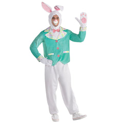 Adult Bunny Rabbit Plush Costume, White/Teal/Pink, One Size - Case of 2