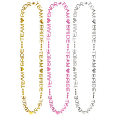 Team Bride Word Beaded Necklaces, Gold/Silver/Pink, 18 inch, 6-pk - Pack of 2