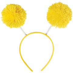 Fuzzy Pom Pom Headbopper Headband, Yellow, One Size - Case of 72