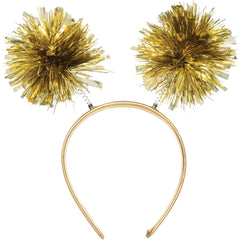 Gold Pom-Pom Head Bopper Headband, One Size - Pack of 2