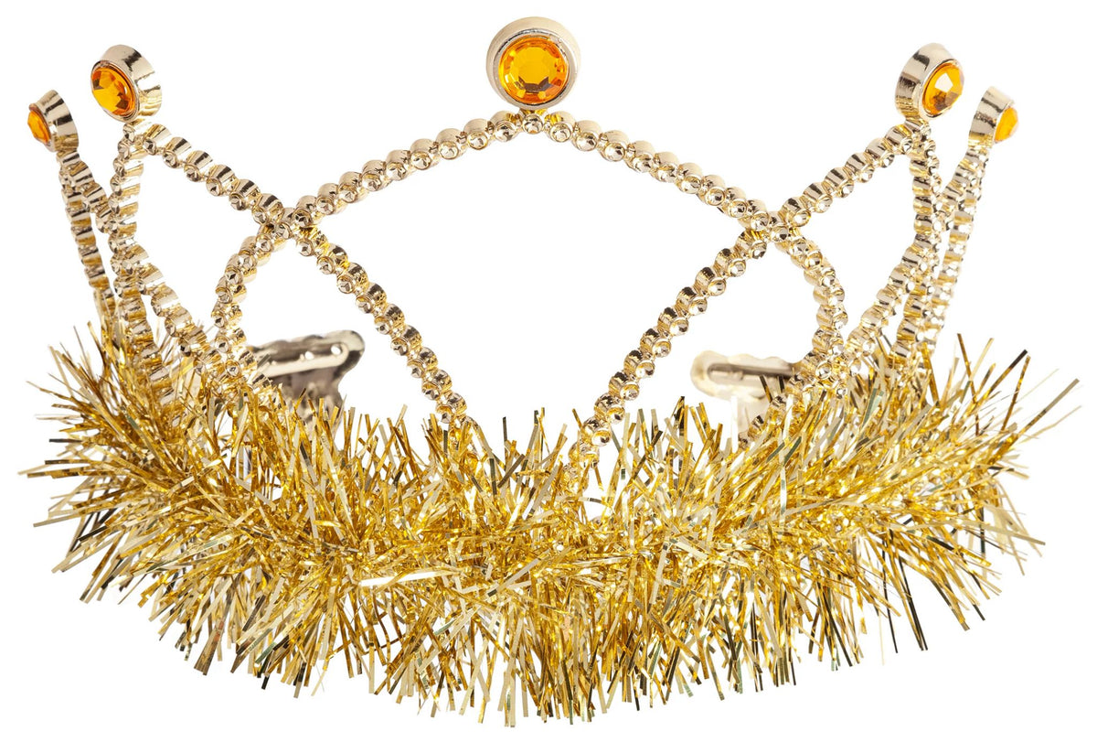 Sparkling Yellow Tinsel Trim Tiara, One Size - Pack of 3