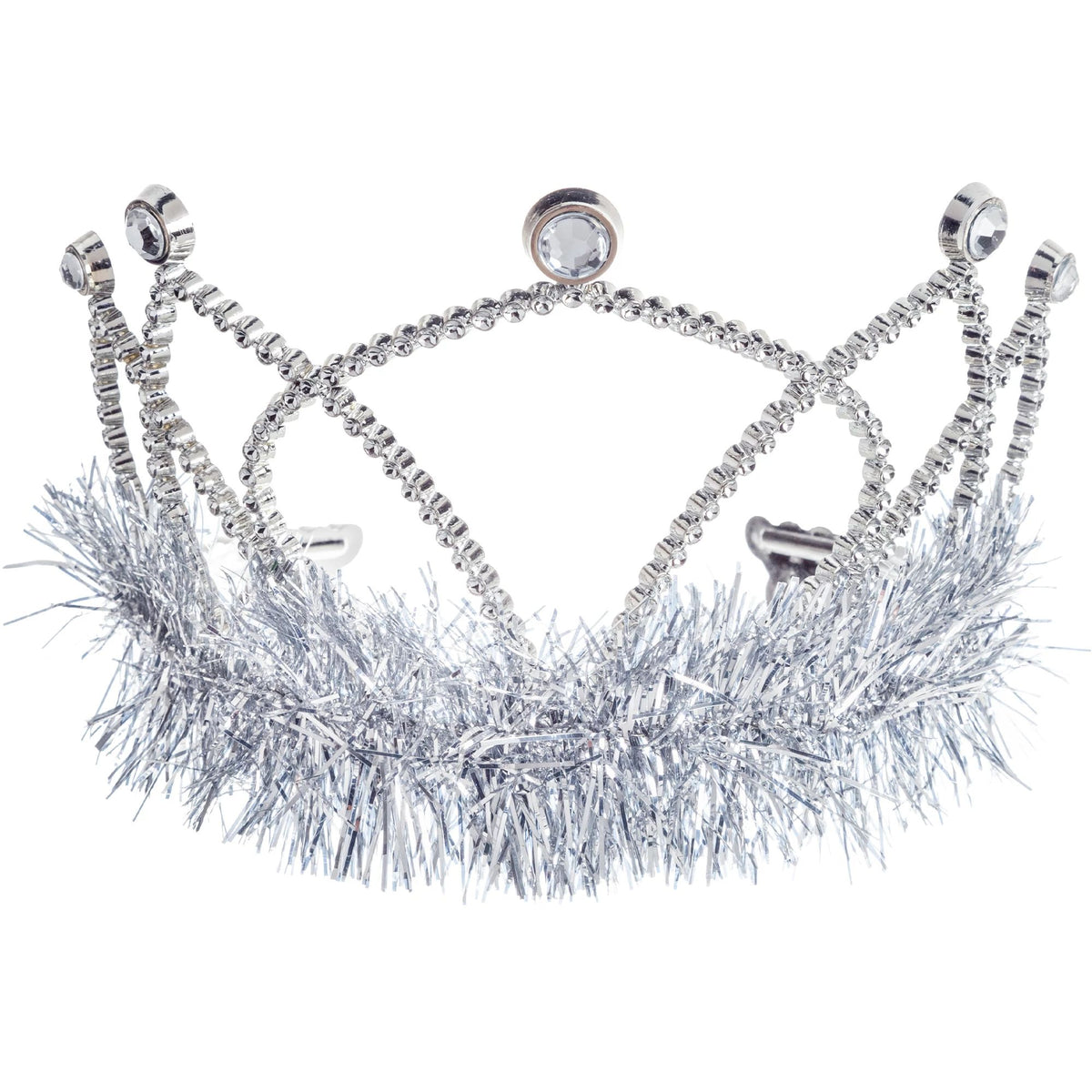 Silver Shimmer Tinsel Tiara, One Size - Case of 54