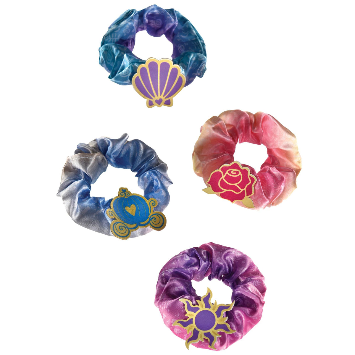 Disney Princess Hair Tie Scrunchies, Blue/Purple, 4-pk - Case of 48