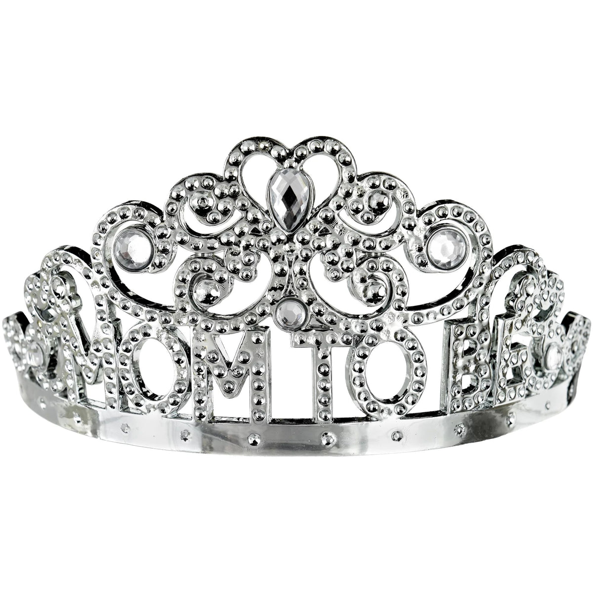 Mom To Be Bejeweled Crown Tiara, Silver, One Size - Pack of 2