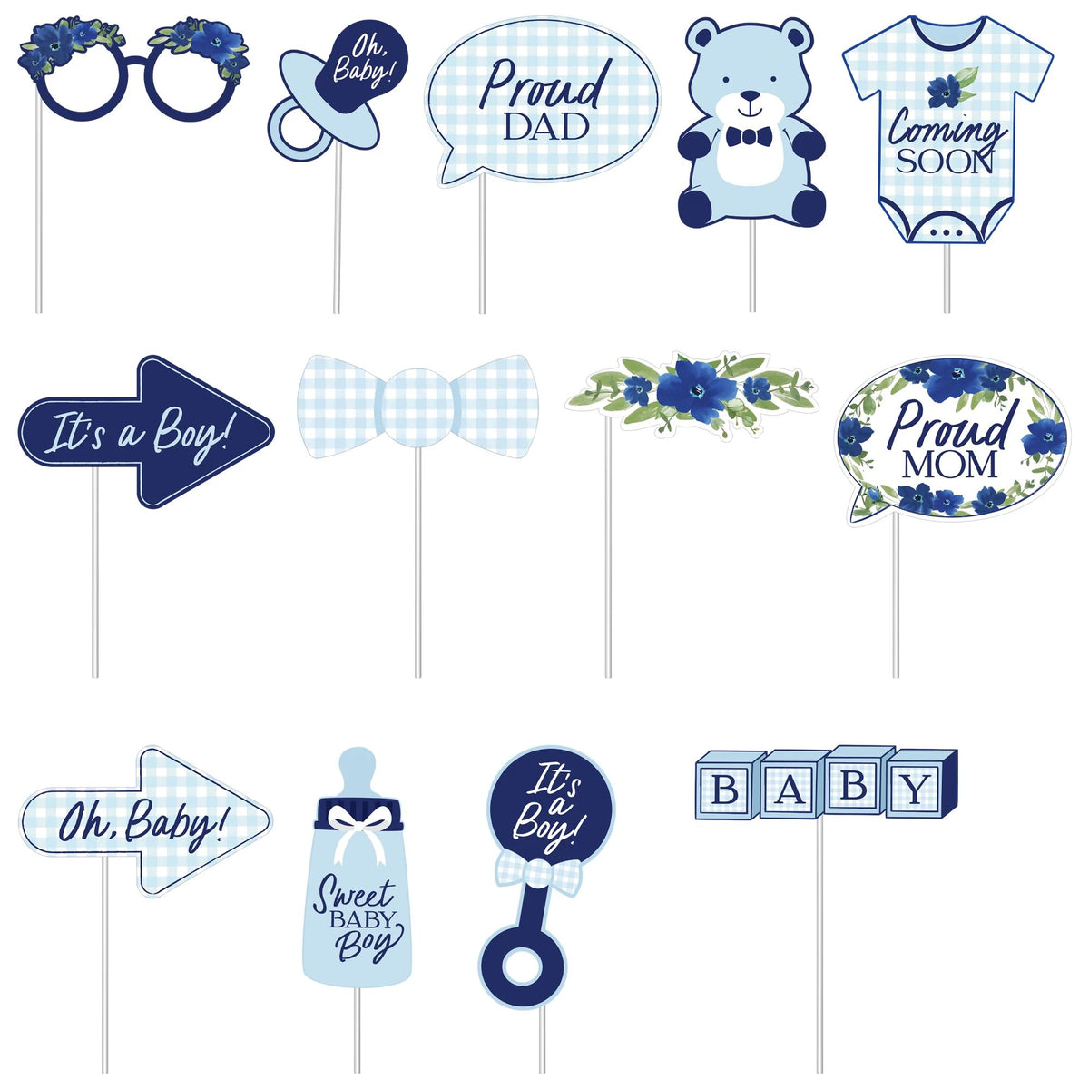 Baby in Bloom Photo Booth Props Kit - Pack of 12