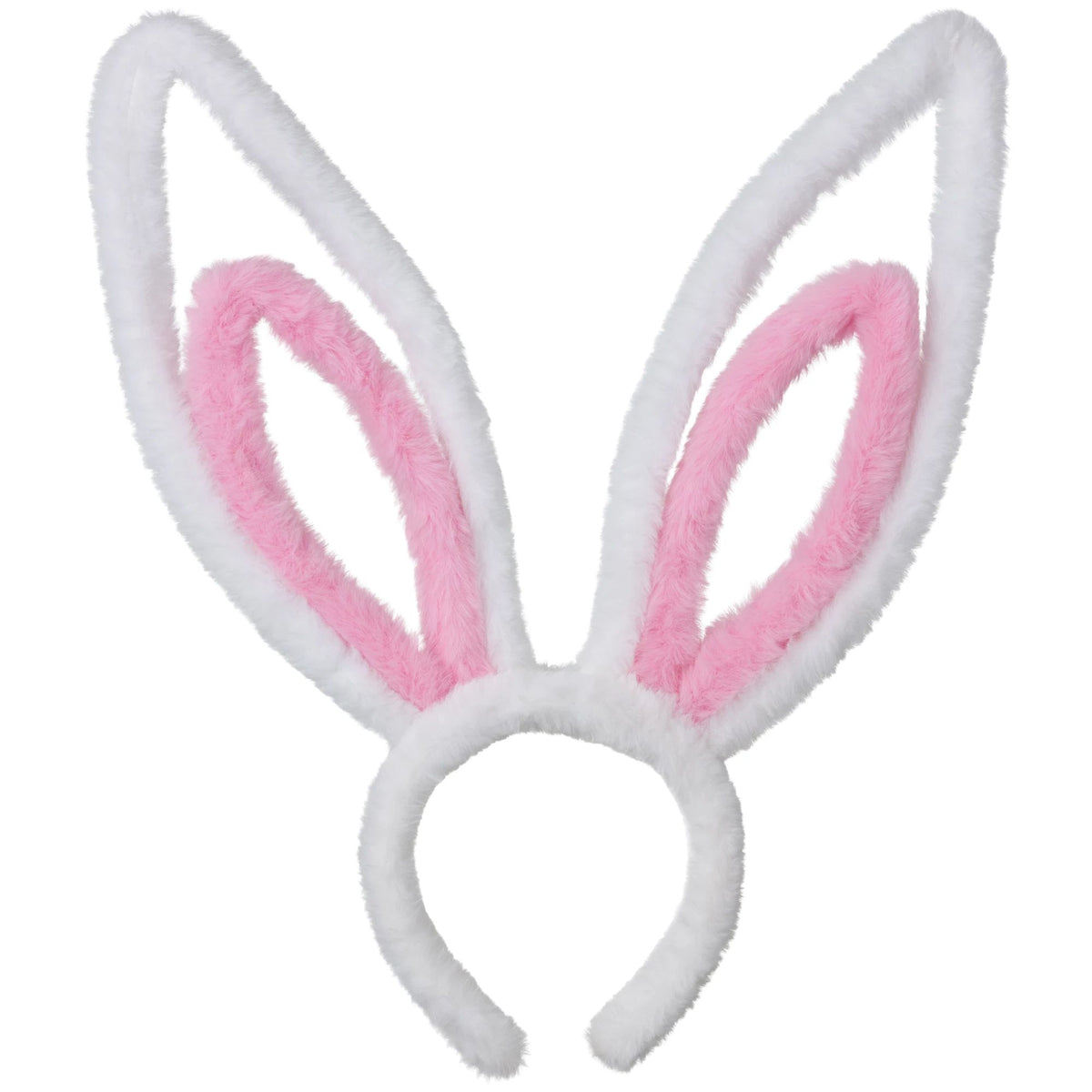 Jumbo Bunny Ears Headband, White/Pink, One Size - Pack of 6