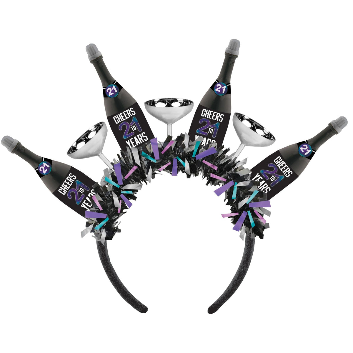Finally 21 Deluxe Headband with Bottle and Glasses - Pack of 3