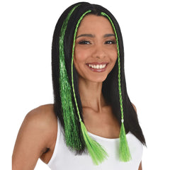 Green Tinsel Hair Extensions, 3-pcs - Pack of 2