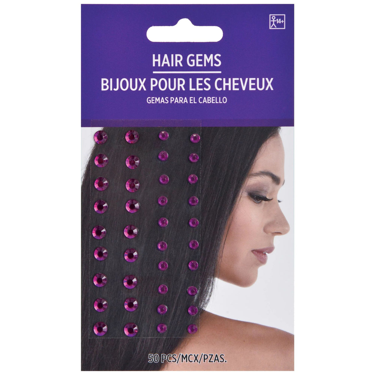 Purple Hair Gems Set, 50-pc - Pack of 12
