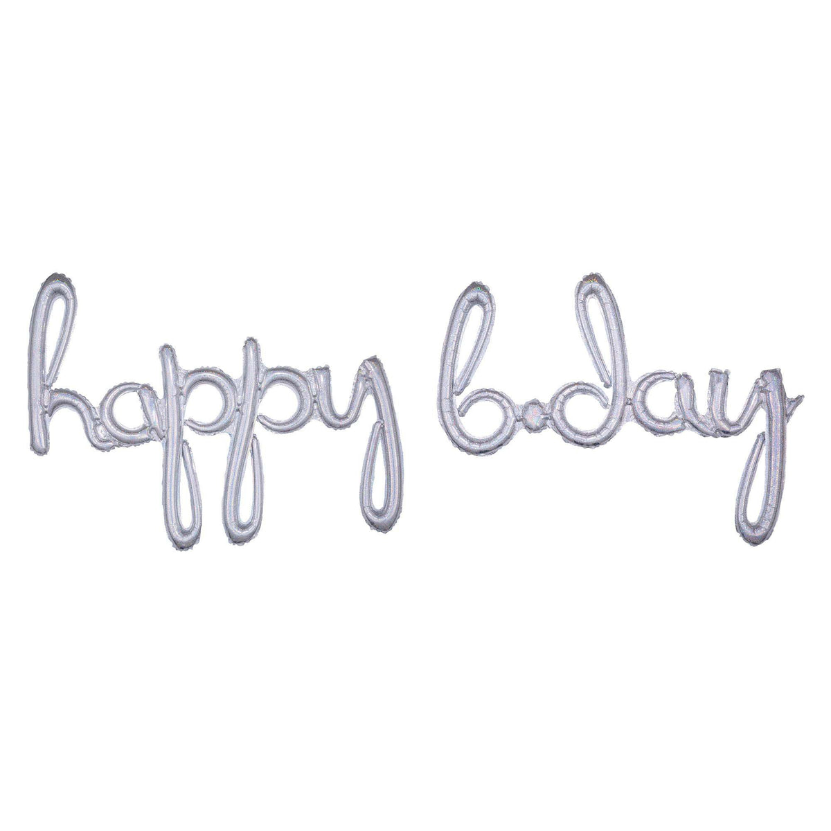 Silver Holographic Happy B-day Script Balloon - Case of 30