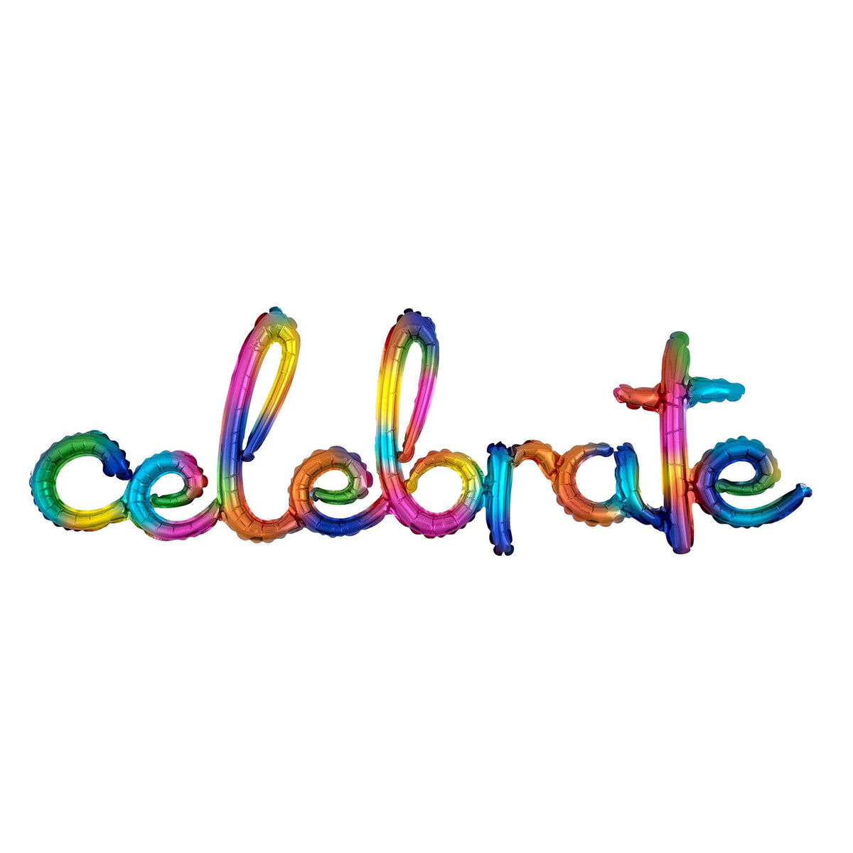 Rainbow Celebrate Script Foil Balloon - Pack of 5