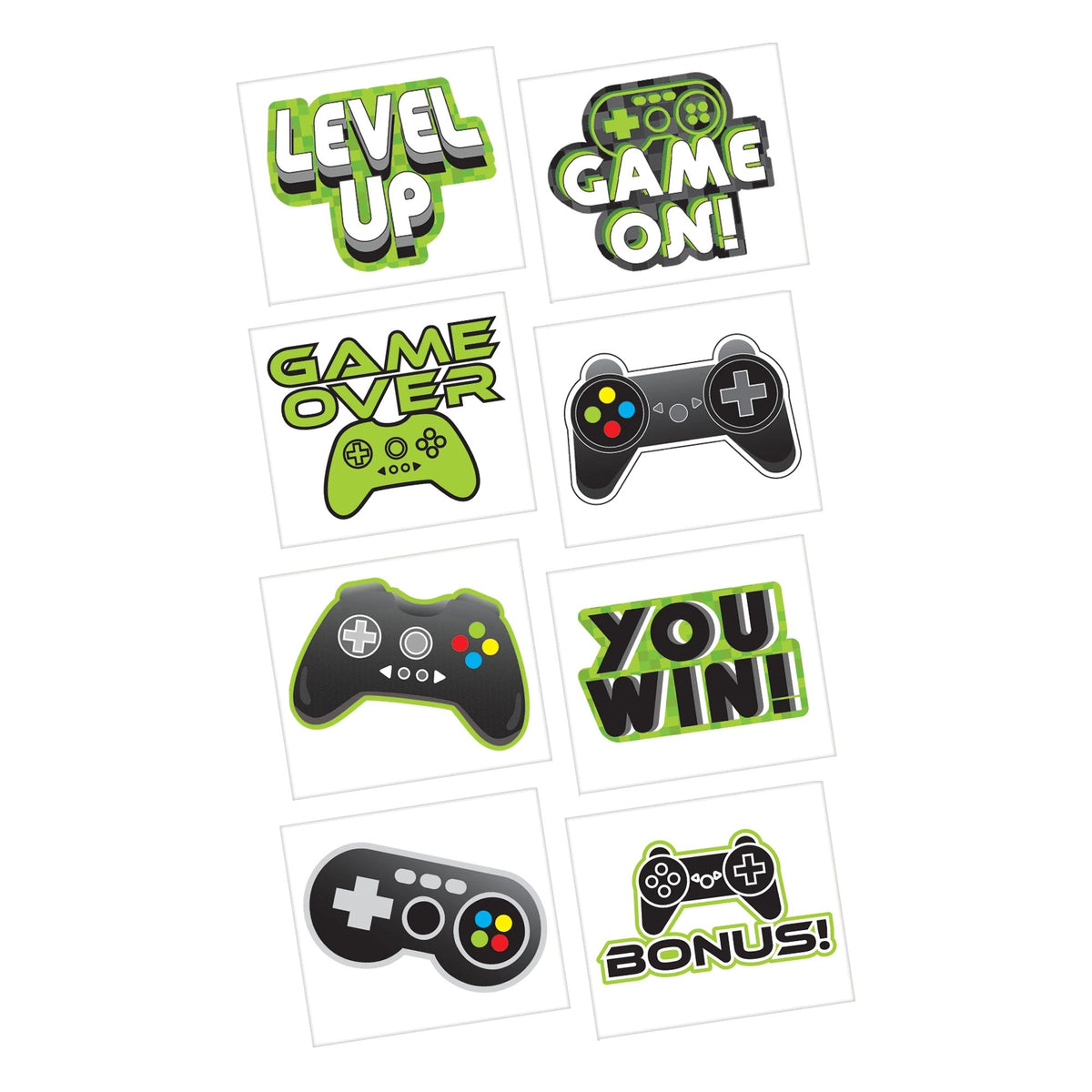 Level Up Gamer Temporary Tattoos - 24 Count - Pack of 2