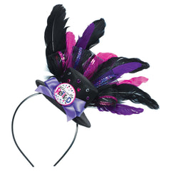 "Officially Retired" Feather Fascinator Headband, Black/Pink/Purple, One Size - Pack of 3