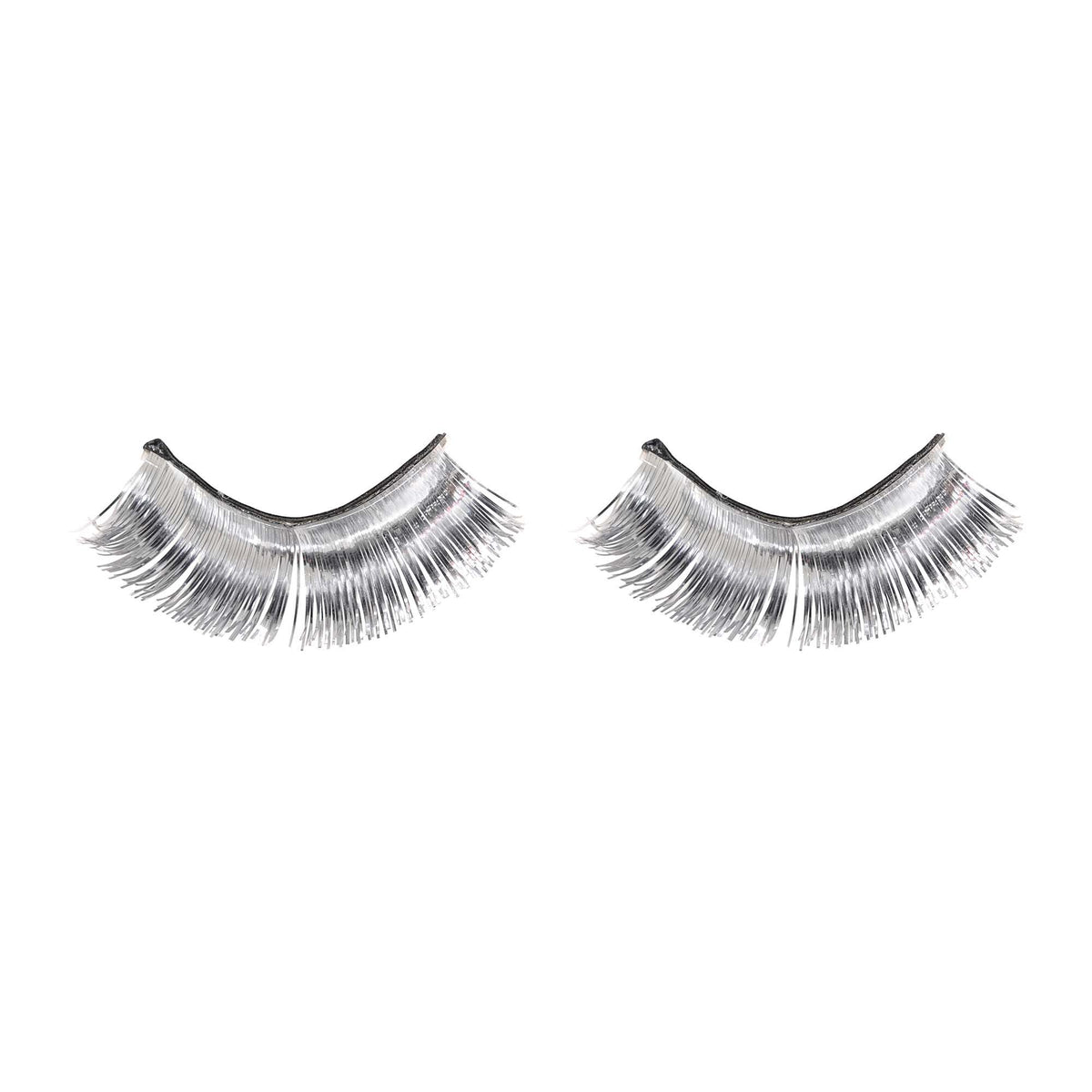 Sparkling Silver Tinsel Eyelashes, Self-Adhesive, One Size - Pack of 6