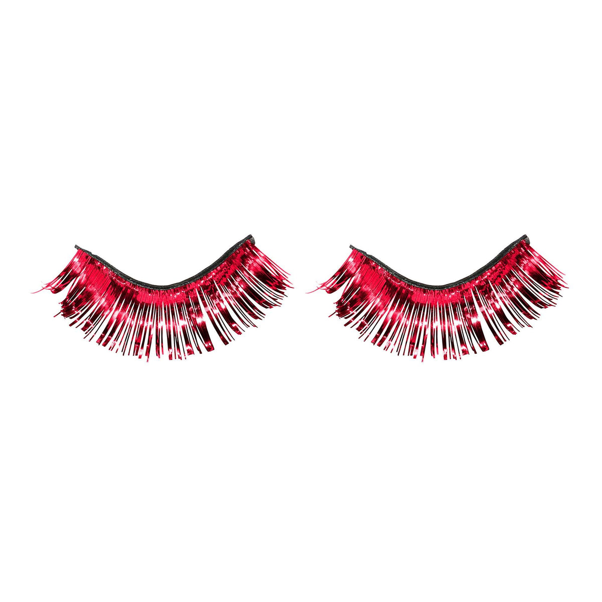 Vibrant Red Self-Adhesive Tinsel Eyelashes - Pack of 6