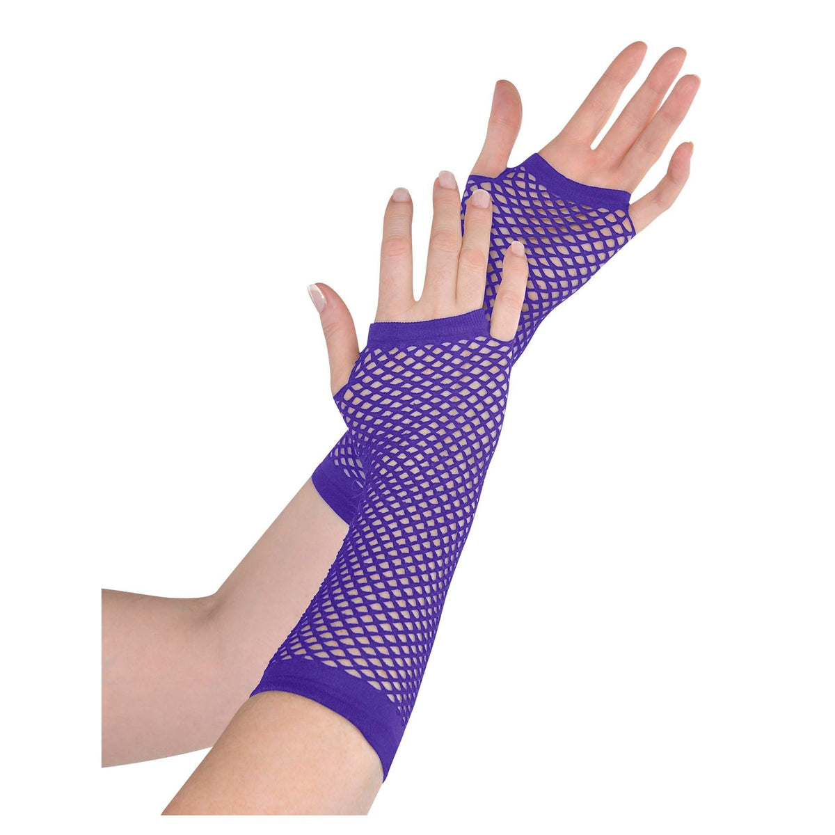 Adult Long Fingerless Fishnet Gloves, One Size - Pack of 2
