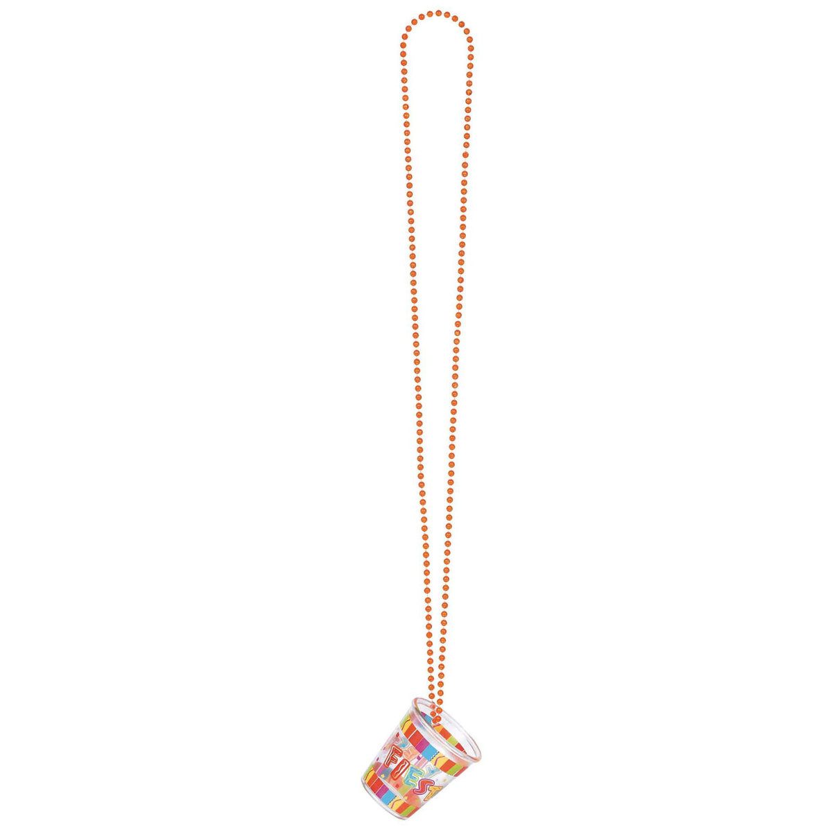 Fiesta Shot Glass Beaded Necklace, Orange, 5-oz - Case of 72