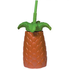 Palm Tree Plastic Cup with Straw - Case of 12