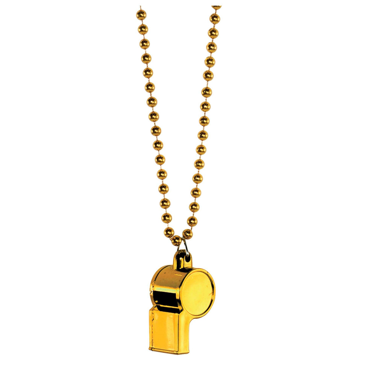 Yellow Beaded Necklace with Whistle, 36 inch - Pack of 12