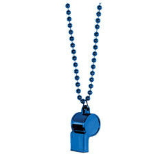 Royal Blue Beaded Necklace with Whistle, 36-inch - Pack of 12