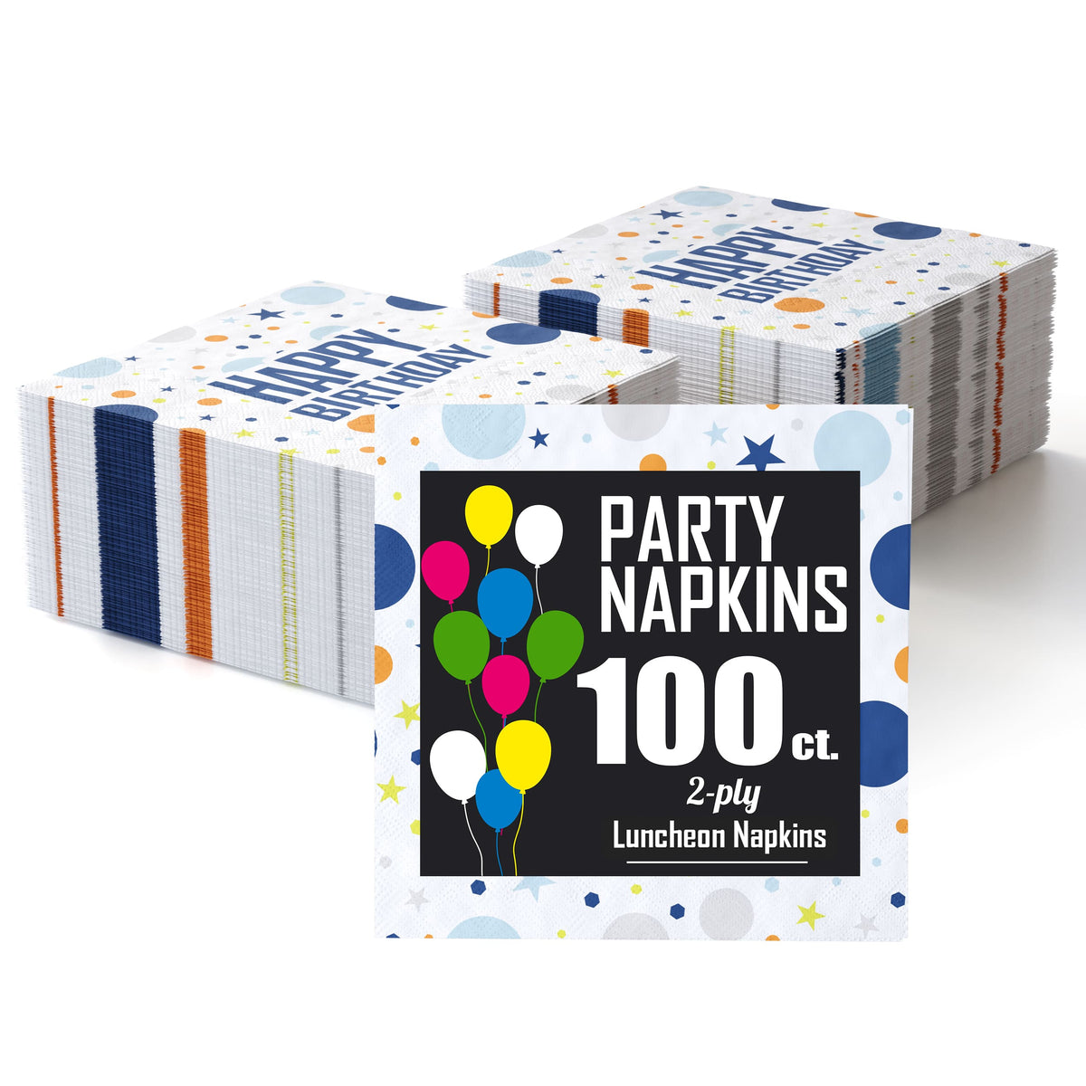 Blue Birthday Print Luncheon Napkins | 100 Count