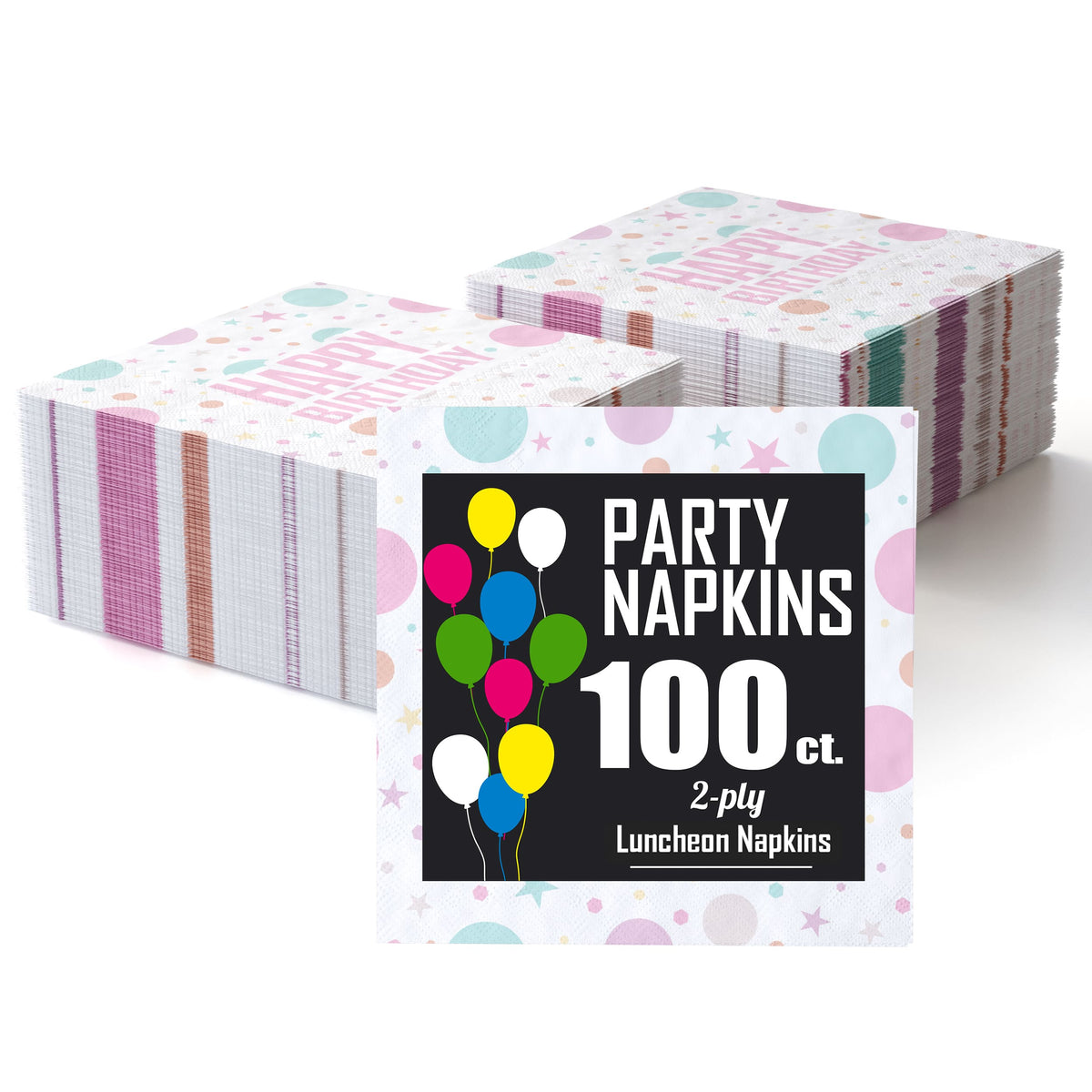 Pink Birthday Print Luncheon Napkins | 100 Count