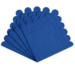Dark Blue Scallop Beverage Napkins | 100 Count