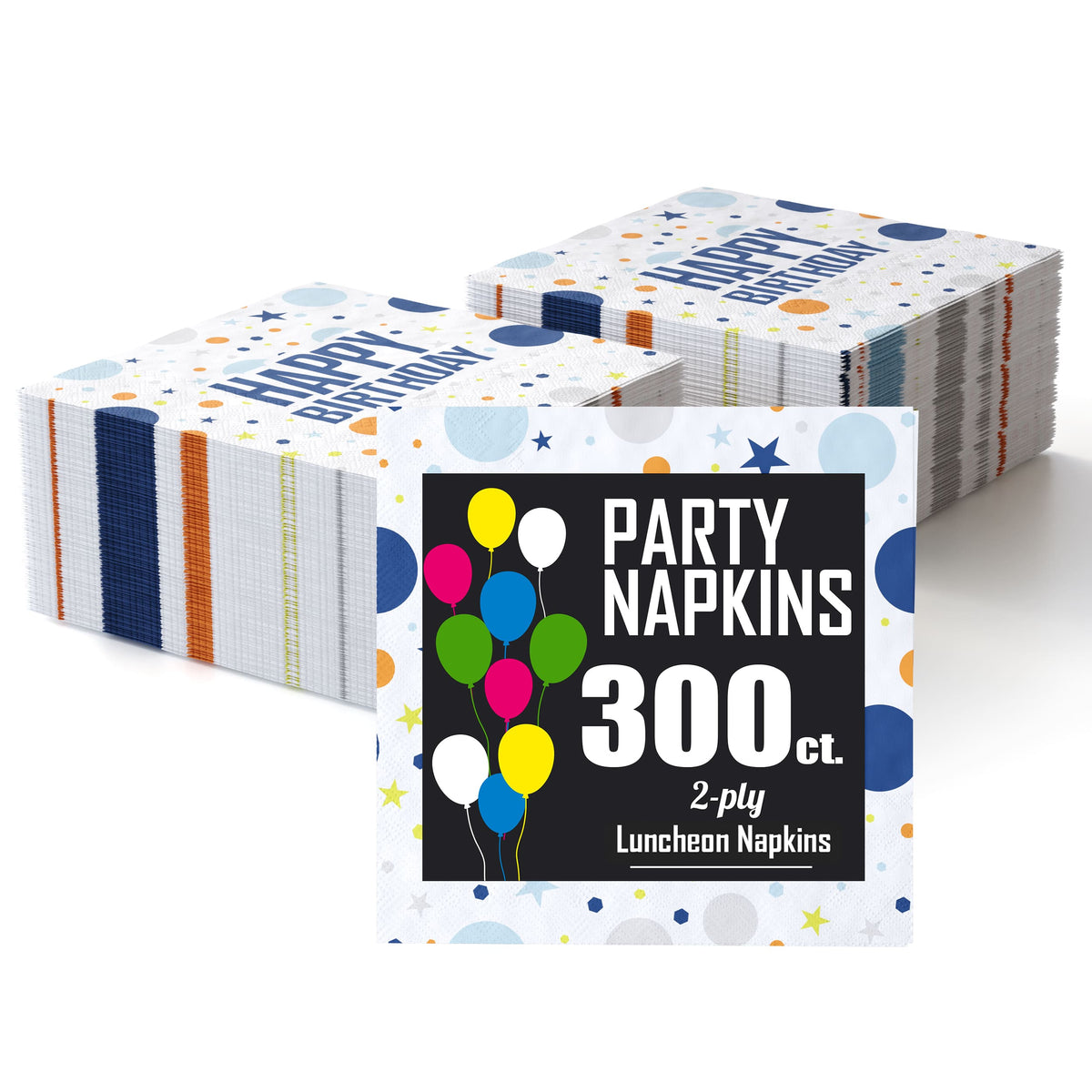 Blue Birthday Print Luncheon Napkins | 300 Count