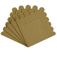 Gold Scallop Beverage Napkins | 100 Count