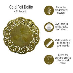 4.5 In. Round Gold Foil Doilies | 160 Count