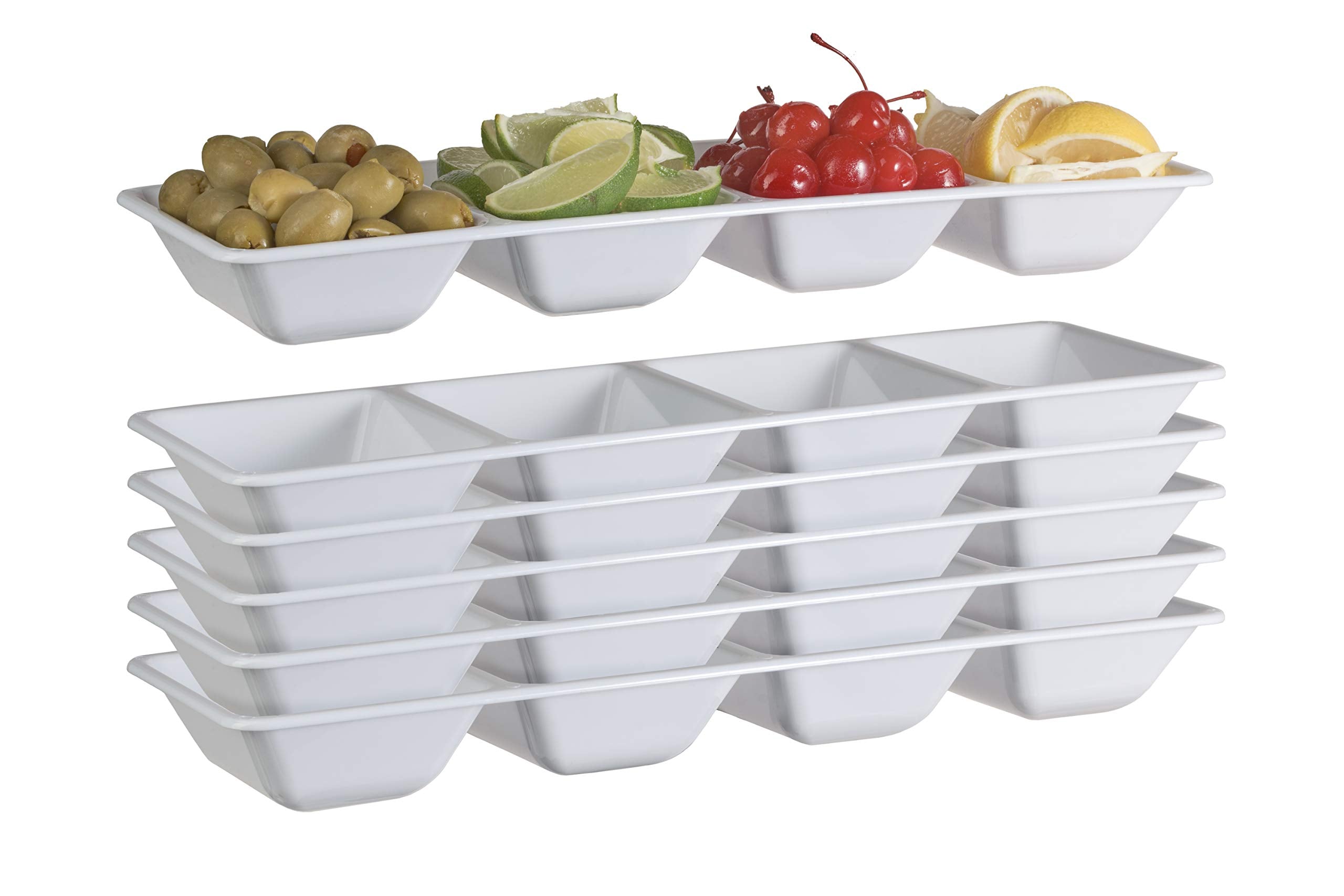 White 4 Compartment Tray 5.9 In. x 15.9 In. | 6 Count