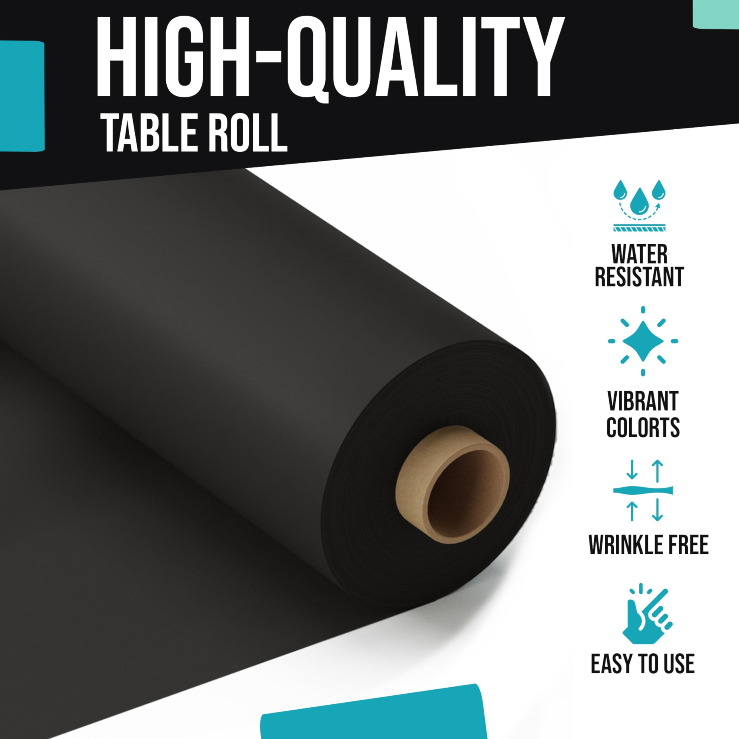 40 In. x 300 Ft. Premium Black Plastic Table Roll | 4 Pack