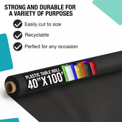 40 In. x 100 Ft. Premium Black Plastic Table Roll | 6 Pack