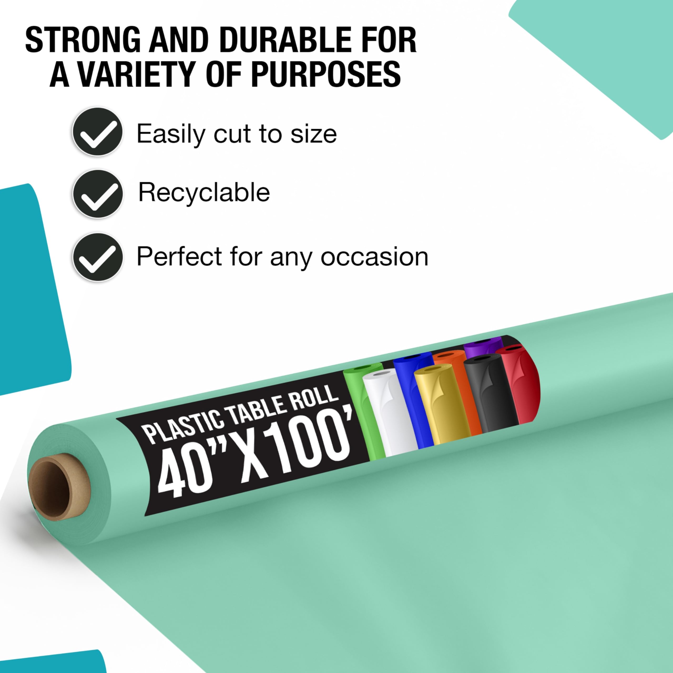 40 In. x 100 Ft. Premium Mint Plastic Table Roll | 6 Pack