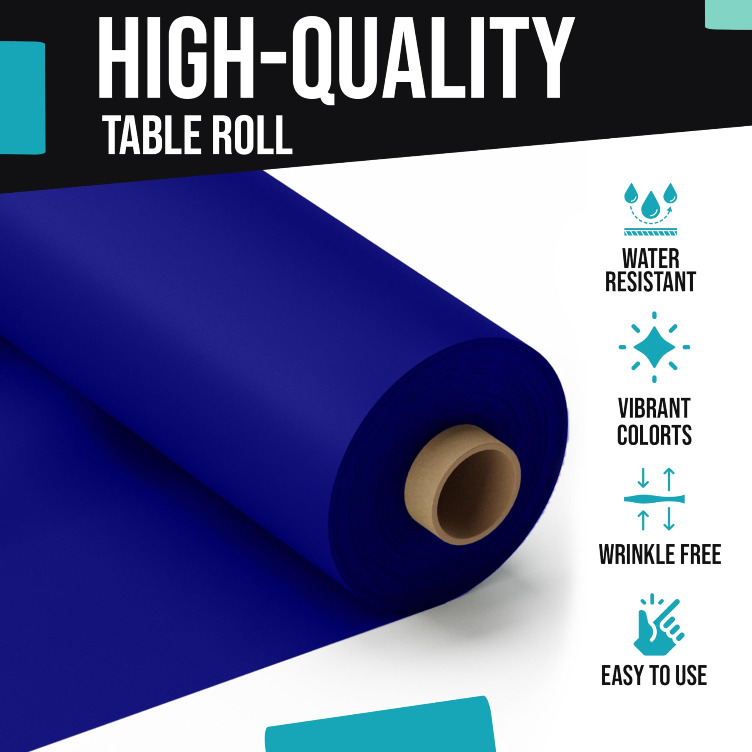 40 In. x 100 Ft. Premium Navy Plastic Table Roll | 6 Pack