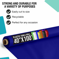 40 In. x 100 Ft. Premium Navy Plastic Table Roll | 6 Pack