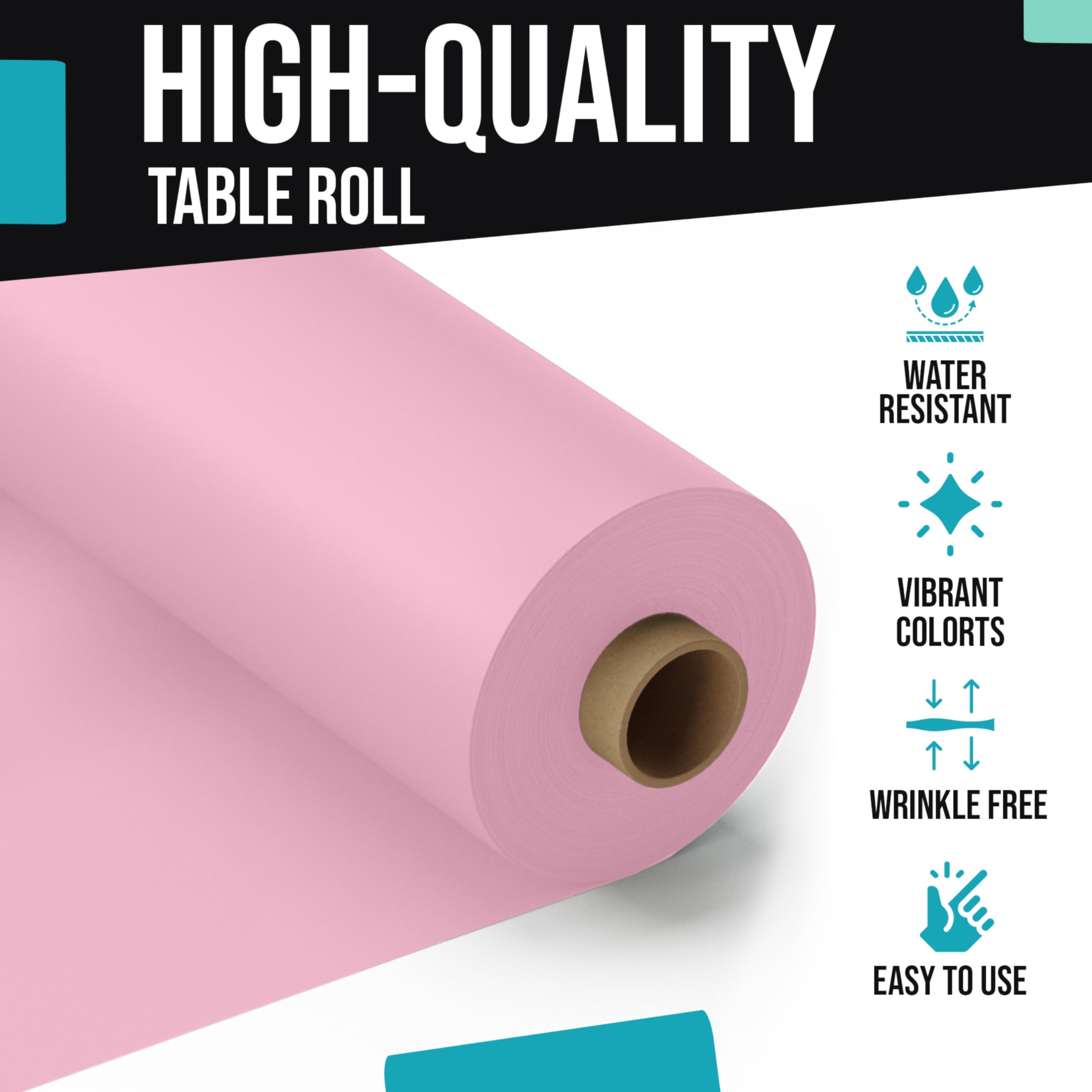 40 In. x 100 Ft. Premium Pink Plastic Table Roll | 6 Pack