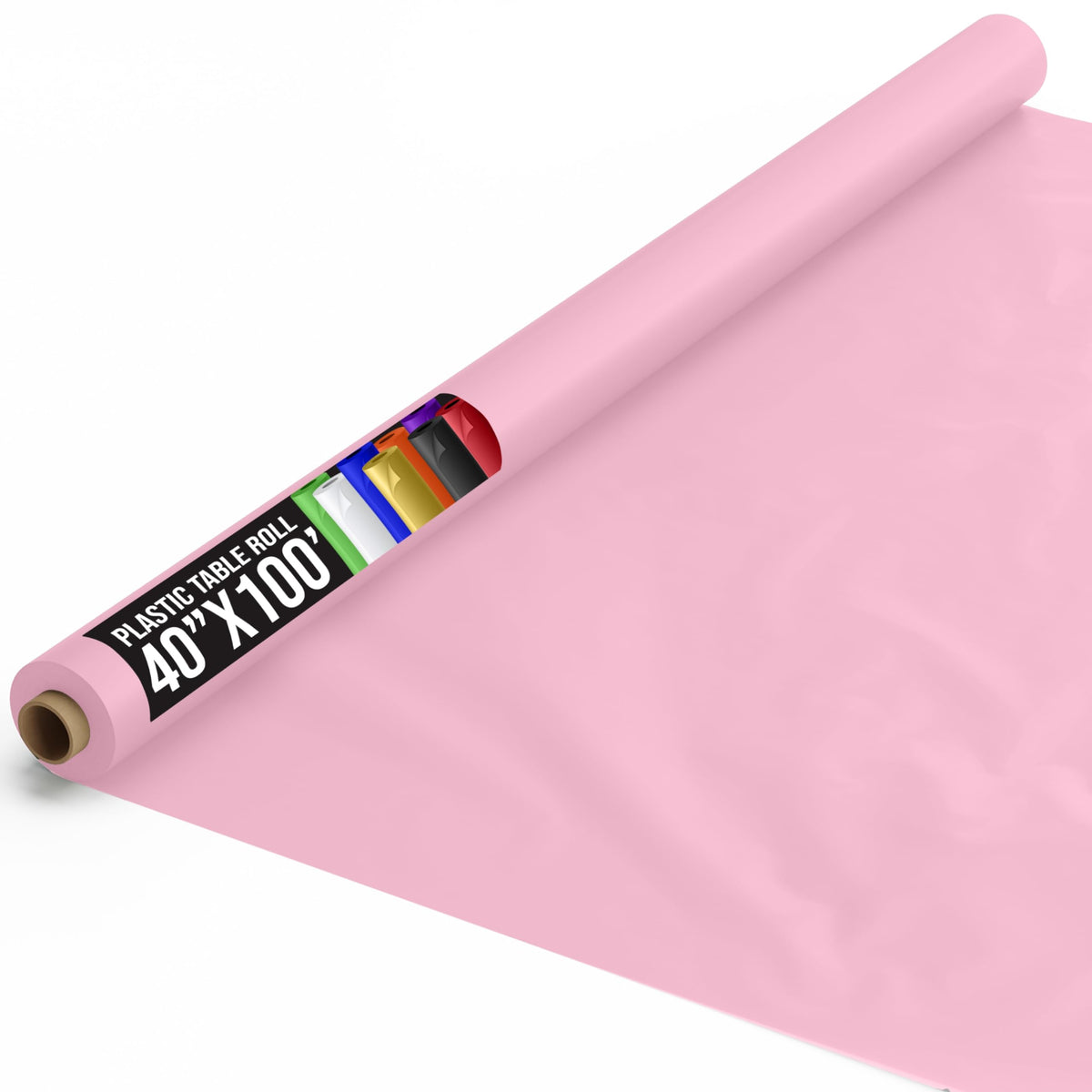 40 In. x 100 Ft. Premium Pink Plastic Table Roll | 6 Pack