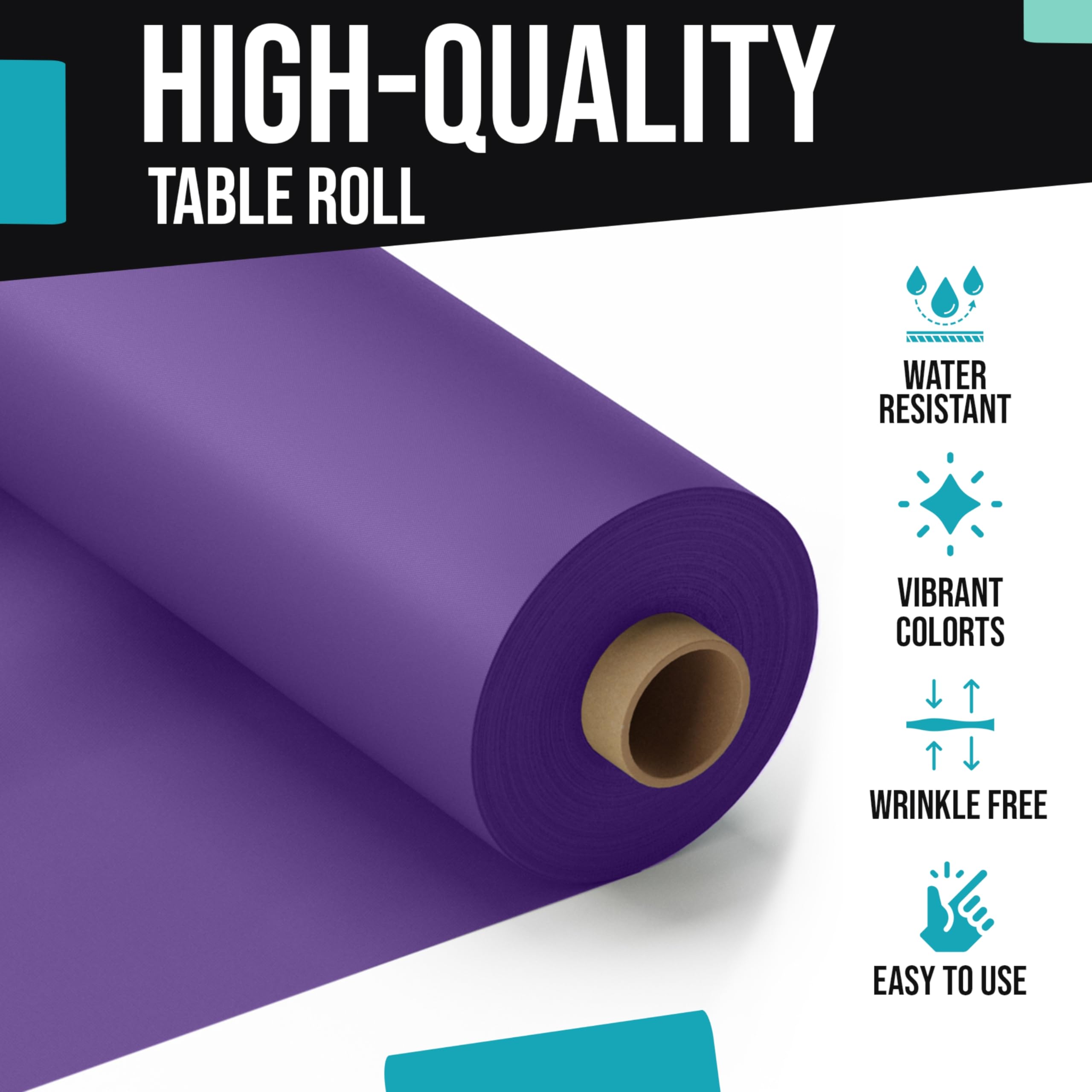 40 In. x 100 Ft. Premium Purple Plastic Table Roll | 6 Pack