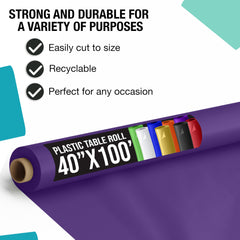 40 In. x 100 Ft. Premium Purple Plastic Table Roll | 6 Pack