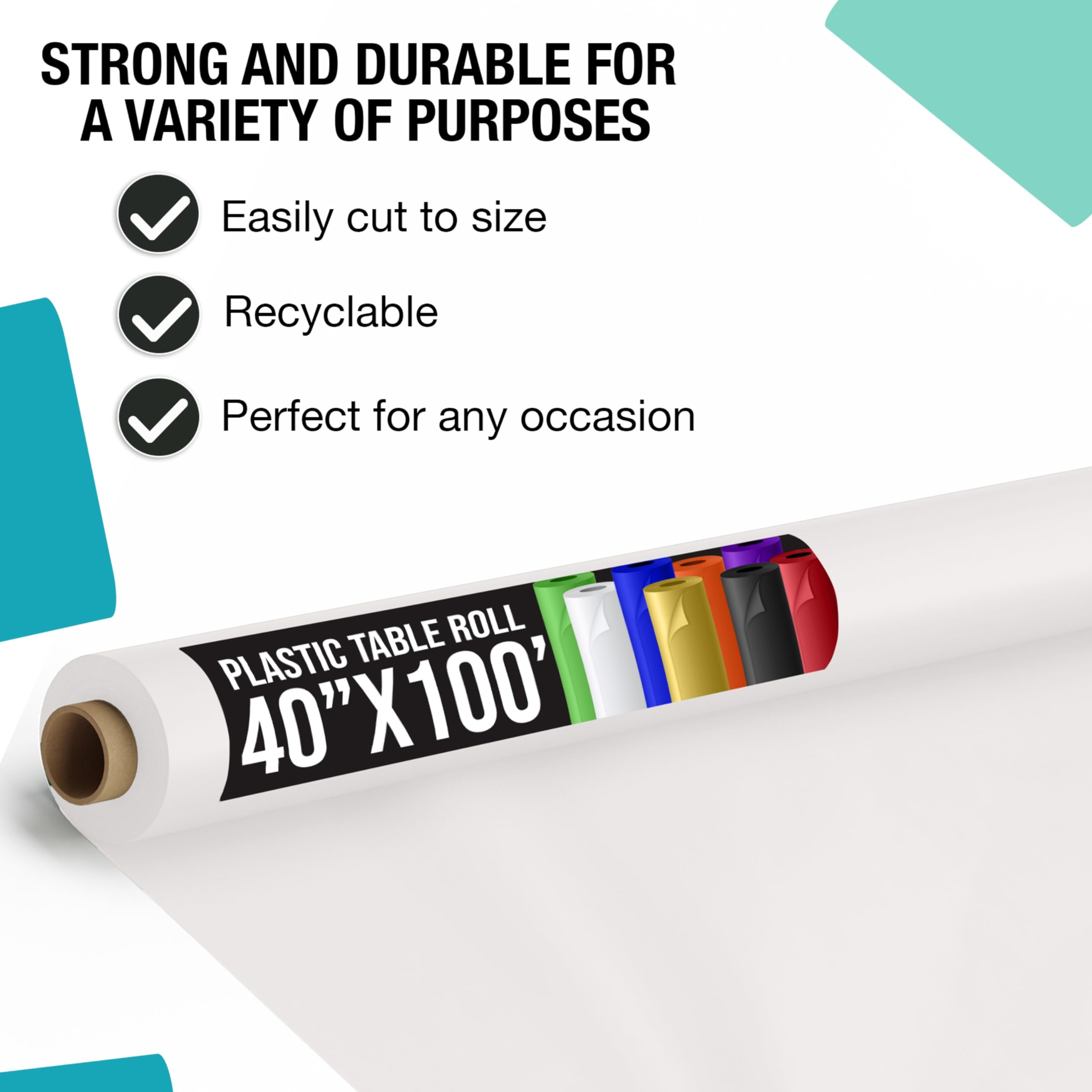 40 In. x 100 Ft. Premium White Plastic Table Roll | 6 Pack