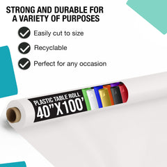 40 In. x 100 Ft. Premium White Plastic Table Roll | 6 Pack