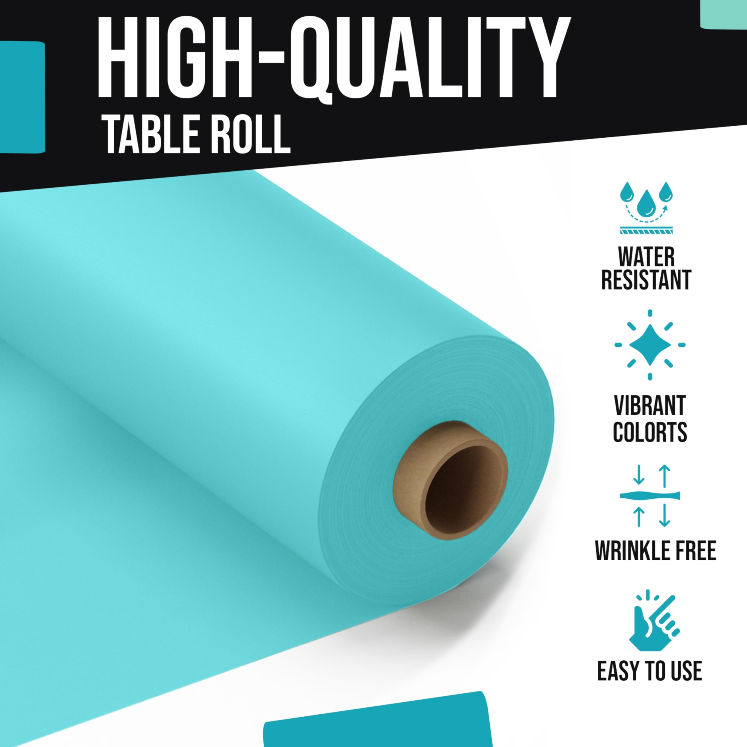 40 In. x 300 Ft. Premium Aqua Plastic Table Roll | 4 Pack